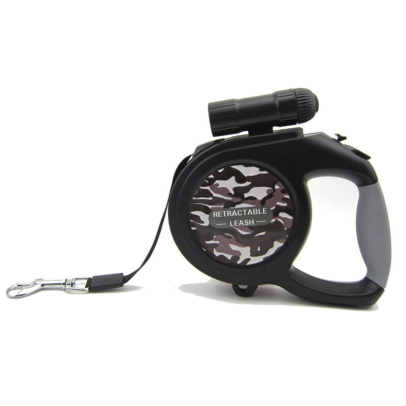 Laisse Camouflage pour Grand et Moyen Chien – 5 m, Supporte 40-50 kg, Avec LED Intégrée