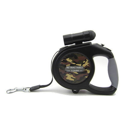 Laisse Camouflage pour Grand et Moyen Chien – 5 m, Supporte 40-50 kg, Avec LED Intégrée